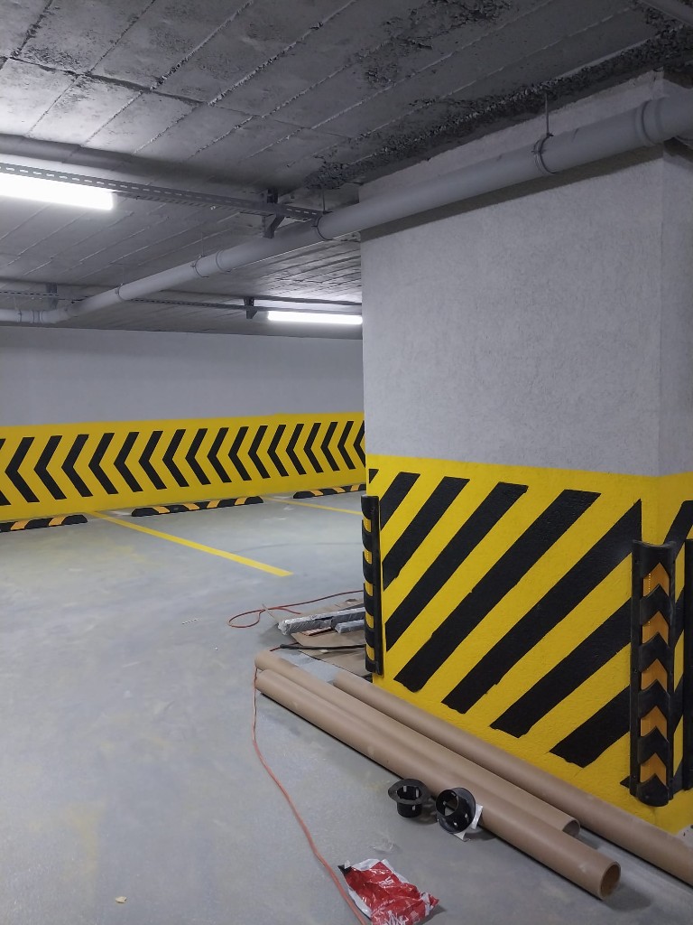 Kapalı Otopark Kolon Zebra Tarama ve Köşe Koruyucu Montajı